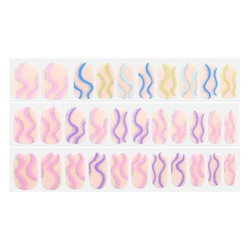 Dashing Diva Gloss Nail Strips - Spring Swirl | UV Free, Chip Resistant, Long Lasting Gel Nail Stickers | Contains 32 Nail Wraps, 1 Prep Pad, 1 Nail File