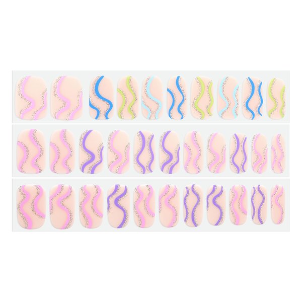 Dashing Diva Gloss Nail Strips - Spring Swirl | UV Free, Chip Resistant, Long Lasting Gel Nail Stickers | Contains 32 Nail Wraps, 1 Prep Pad, 1 Nail File