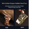 2pcs Rubber Band Gun Toy Mini Golden Dragon Metal Foldable Keychain: Creative and Fun Outdoor Party with Colored Rubber Bands