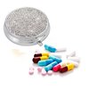 Bling Pill Box, 3 Compartment Medicine Pill Case Holder, Bling Crystal Rhinestones Waterproof Pocket Pill Case ound Medicine Organizer for Vitamin/Fish Oils/Supplement. (Silver)