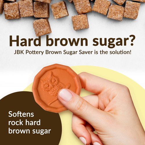 JBK Pottery Terra Cotta Brown Sugar Saver, Food-Safe Sugar Preserver for Long-Term Use, Brown Sugar Softener for Cookies, Dried Fruits, & Marshmallows, Owl Design