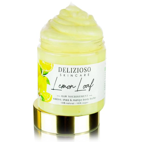 Lemon Loaf 100% Natural & Vegan Raw Nourishment Body Butter - Cocoa, Shea & Mango Butter - Rich, Quick Absorbing Moisturizer For Body, Hands & Feet - Handmade, Cruelty Free, with Organics