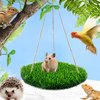 FlidRunest Hamster Foraging Grass Mat Puzzle Hammock Swing, Small Pet Simulation Grass Slow Feeder Mats, Washable Hanging Enrichment Activity Mat for Bunny Hamster Guinea Pigs Hedgehog