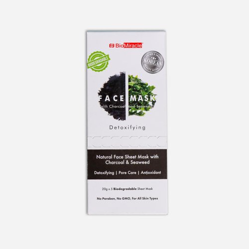 BioMiracle Detoxifying Face Mask with Charcoal and Seaweed, Mud Mask, Face Mask For Beauty, Skin Care For Men and Women, Plant Mask (Pack of 5)