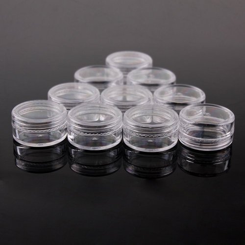 JOVANA 200 pcs New Empty Clear Plastic Cosmetic Containers 3 Gram Size Pot Jars Eye Shadow Container Lot Size:Diameter: 31 mm/1.2 inch Height: 16.5 mm/0.6 inch.