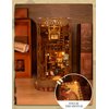 MUSEGDN DIY Miniature Book Nook Kit with LED Lights – 3D Wooden Puzzle Dollhouse Book Nook Bookshelf Insert, Perfect Home Decor Craft Kit for Adults & Teens, Creative Bookends for Reading Nooks