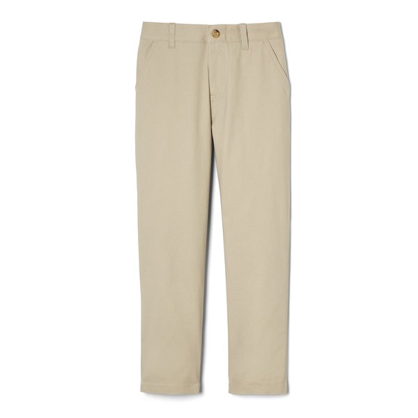 French Toast Boys' Adjustable Waist Straight Fit Stretch Twill Chino Pant, School Uniform Khaki, 14