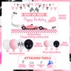Pink Racing Car Birthday Party Decorations for Girls with Race on Over Happy Birthday Backdrop, Pink Balloon Garland Kit for Kids Birthday Party Supplies, Race Car Fast One Two Fast Party Supplies