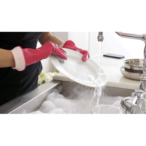 Casabella Premium Waterblock Cleaning Gloves - 6 Pair (12 Gloves) Pink - (Medium)