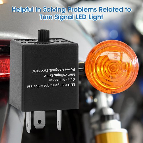 Flasher Relay, 3 Pin Adjustable LED Flasher Relay, LED Flasher Blinker, Turn Signal Light Blinker Universal for 12V 24V Automobiles and Motorcycles