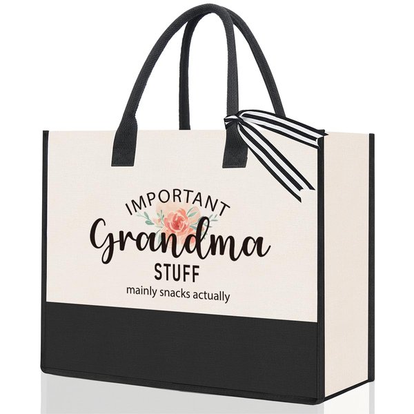 PKW Grandma Gifts Tote Bag, Grandma Birthday Christmas Gifts Tote Bag, Gift Tote Bag for Grandma from Granddaughter Grandson, Mother's Day Gift Tote Bag for Grandma Grandmother Nana Gigi