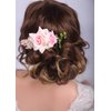Kercisbeauty Blush Pink Rose Hair Comb Leaf Headpiece Wedding Bridal Side Headpiece Vinage Hair Dress Boho Hair Comb Women Girls Festival Party Carnival Headpiece