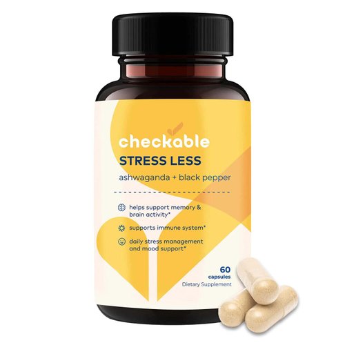 Checkable® Ashwagandha Supplements - Naturally Supports Improvement for Mood, Immune Health, Memory, and Focus - 1310 mg of Organic Ashwagandha and Black Pepper - 60 Capsules