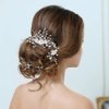 Gorais Flower Bride Wedding Hair Comb Silver Pearl Bridal Headpiece Crystal Hair Pieces Rhinestone Hair Accessories for Women and Girls
