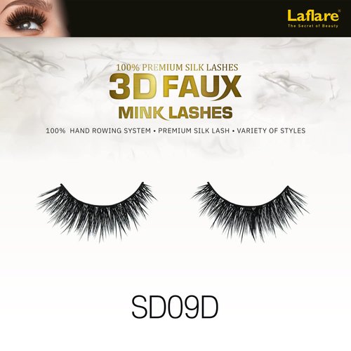Laflare Silk Lashes 3D FAUX MINK Eyelashes, Light, Reusable, Handmade, Natural Looking, Professional Easy to Apply Eyelashes in a Knitted Style2-3 PACKS BUNDLE SPECIAL (3, SD09D)