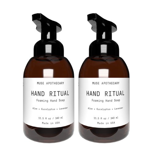 Muse Apothecary Hand Ritual - Aromatic and Nourishing Foaming Hand Soap, Infused with Natural Aromatherapy Essential Oils - USDA Certified Biobased - 11.5 oz, Aloe + Eucalyptus + Lavender, 2 Pack