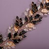 Kercisbeauty Gold Leaves Black Crystal Beads Headpiece for Women Wedding Bridal Hair Bands Boho Handmade Headband Prom (Gold)