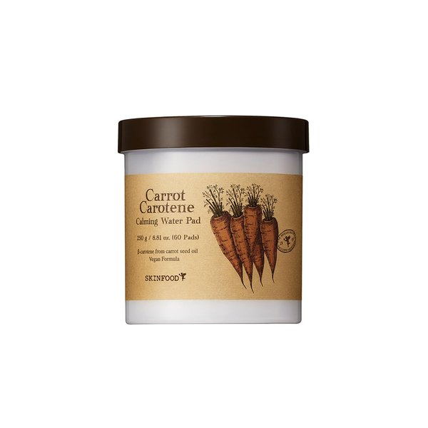 SKINFOOD Carrot Carotene Calming Water Pad 250g (8.81 oz.) 60 Sheets- Redness Relief Soothing Facial Toner Pads for Sensitive Skin, Cruelty Free, Valentine Day Gift