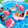Lewtemi 12 Pcs 24 Inch 16 Inch Inflatable Glitter Beach Balls Clear Confetti Swimming Balls Jumbo Pool Balls for Outdoor(Pink)