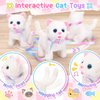 NINAOR Interactive Cat Toys for Kids with Crossbody Bags, Stuffed Cat Plush with Leash Walking Meow Pretend Play Kitty Robot Pet Toy, Electronic Realistic Cute Stuff for Girls Plushies Toddler Toys