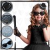 Jenaai 8 Pcs Girls Tea Party Supplies Tea Party Gloves Hats Necklace Fan for Girls Halloween Tea Party Costume(Black,Stylish)