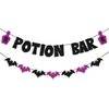 Uniwish Potion Bar Banner Black and Purple Bat Bunting Halloween Decorations Hocus Pocus Witches Party Supplies Decor Halloween Potion Bar Sign