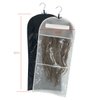 Hair Extensions Holder 24" Hair Extension Storage Bag Wig Bag Storage with Wooden Hanger, Portable Wig Bag Storage Organizer, Dust-proof Waterproof Hair Extensions Wig Hanger 2 PCS, Black & White