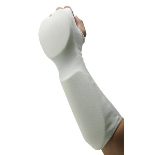 Cloth Combination Hand Fist/Forearm Guards Taekwondo, Martial Arts, MMA Forearm Protective Gear Protector for Sparring (White, Child Small)