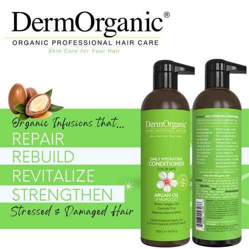 DermOrganic Argan Oil Daily Hydrating Hair Care-Sulfate Free & Color Safe-CONDITIONER 16.9 oz