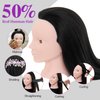 Neverland Beauty Mannequin Head with 50% Real Human Hair, 24 Inch Makeup Cosmetology Manikin Practice Head with Hair, Braiding Hairdressing Doll Head for Hair Styling with False Eyelashes #1B