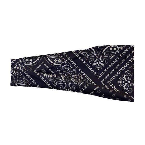 SAE99 Paisley Print Headband, Head Wrap, Soft Stretchy Headband, Sport Yoga headband Fits All (Black)