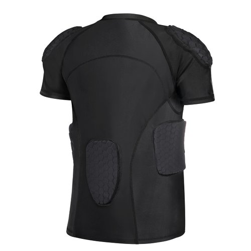 TUOYR Padded Compression Shirt Chest Protector Undershirt for Football Soccer Paintball Shirt Black