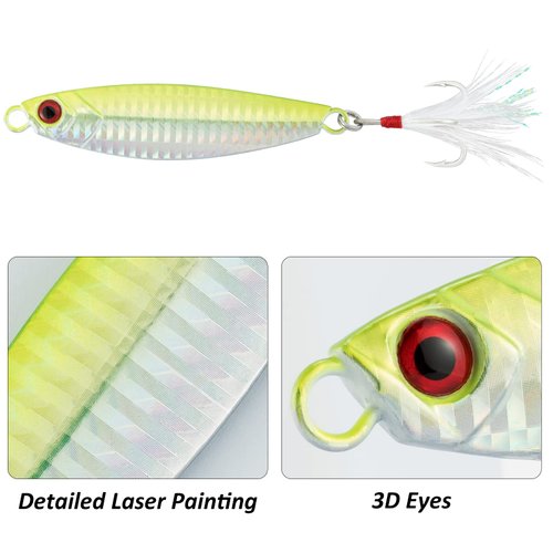 Dr.Fish 5 Pack Saltwater Jig Spoons Metal Jigs Surf Fishing Jigs Assortment Casting Diamond Vertical Jigs for Walleye Striper Bass Trout Freshwater Saltwater Fishing Jig Spoons Fishing Lures 9/10oz