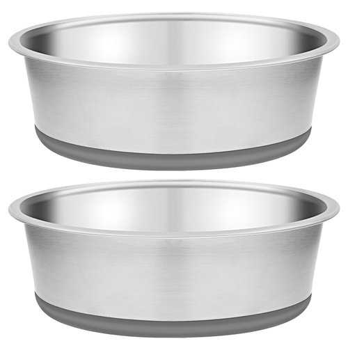 Taglory 4 Cup Stainless Steel Dog Bowls Set of 2 for Food and Water, Silicone Base Anti-Slip, Rust Resistant, Extra Thick Metal Dog Bowl for Small Dogs, 30oz, Gray