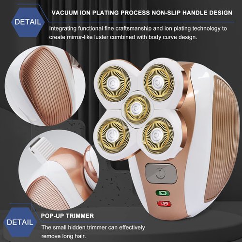 Electric-Razor-for-Women-Shaver Rechargeable Rotary Waterproof Painless Trimmer Cordless Hair Remover with Detachable Head Wet Dry Use for Womens Legs Face Lips Pubic Hairs Bikini Body