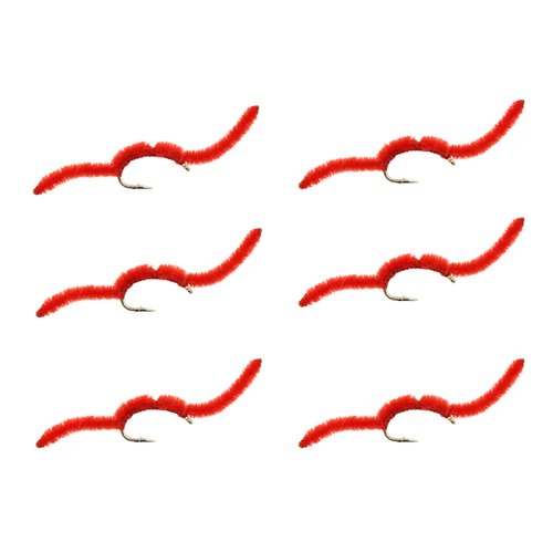 Wild Water Fly Fishing San Juan Worm, Wet Nymph Fly Fishing Flies Size 14, Qty. 6