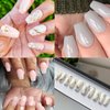 UNA GELLA Short Coffin Fake Nails 504pcs Short Coffin Press on Nails Pre-shape Short Coffin Gel Nail Tips for Full Cover Acrylic False Nails Nail Extension Home DIY Nail Salon 12 Sizes Gelly Tips