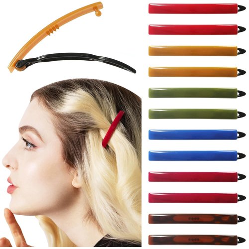 AURORA PIN 12pcs Hair Barrettes Set for Women and Girls, Hair Clips for Thick Thin Fine Hair, Non-metal Hair Accessories, Non-Slip Grip Handmade Snap Hairpin, BPA Free