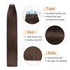 YILITE Dark Brown Tape in Hair Extensions Human Hair 22 inch 20pcs 50g Silky Straight Hair Extensions Tape ins,Real Remy Human Hair Tape in Hair Extensions(22inch #2 Dark Brown)