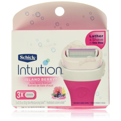 Schick Intuition Island Berry Womens Razor Refills with Acai Berry Extract, Pack of 3