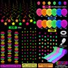 Winrayk Neon Party Decorations Glow in the Dark Party Supplies, Neon Balloon Arch Kit with Hanging Swirl Crepe Paper Streamer Paper Garland, Adult Teen Kids Girls Boys Neon Birthday Party Decorations