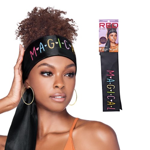 Red by Kiss Fashion Edge Scarf, Silky Satin Edge Laying Scarf for Lace Frontal & Wig, Non-Slip Hair Wrap Headband Wig Grip (Magical)
