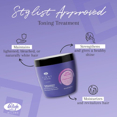 Lisap Light Scale Care Purple Hair Mask - Anti-Yellow Toner for Blonde Hair & Highlights, Nourishing Treatment to Neutralize Brassy and Yellow Undertones