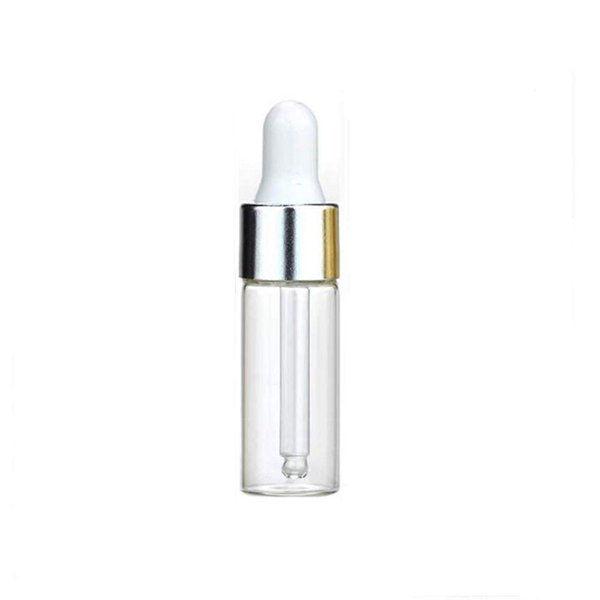 100Pcs 5ML Refillable Clear Glass Essential Oil Bottles Eye Dropper Vials Perfume Cosmetic Liquid Aromatherapy Lotion Sample Storage Containers Jars with Eye Dropper Dispenser, Silver Aluminum Cap