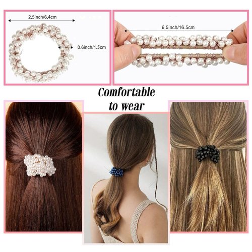 Stylish Pearl Hair Tie Set, 12 pcs Pearl Hair Accessories Scrunchies with 3 Hair Ties, Decorative Hair Ties for Women - Perfect for Wedding & Everyday Wear, Pearl Beaded Hair Accessories, Multicolored