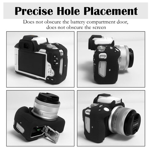 Easy Hood R50 R100 Camera Case, Buttons Marking Protective Camera Cover for Canon EOS R50 / R100 Mirrorless Vlogging Camera, Soft Silicone Case Lightweight Body Skin Bag Cover Black