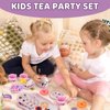 Lajeje 52-Piece Tea Party Set for Little Girls, Pretend Kitchen Toy for Kids 3 4 5 6 Year Old, Girls Toys with Tin Tea Set, Desserts & Metal Carrying Case, Birthday,Stocking Stuffers for Kids