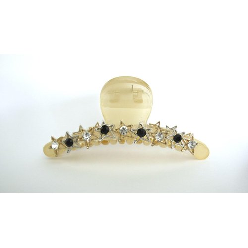 Generic Clear transparent lite golden beige crystal star hair claw clip for fine, thin