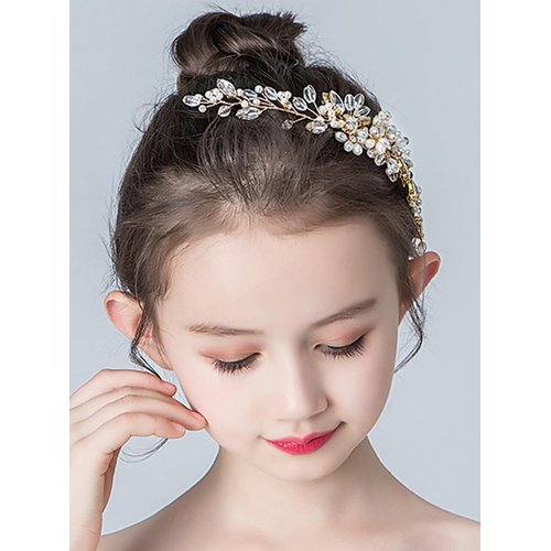 Denifery Flower Girl Headpiece for Wedding Princess Pearl Wedding Comb Pearl Crystal Hair Comb Hair Accessory Wedding Party First Communion for Women and Girls