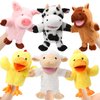 Lenwen 6 Pcs Christmas Hand Puppets Bulk for Kids with Working Mouth 10 Inches Plush Animal Hand Puppet Toddler Plush Toys for Children Adult Xmas Birthday Party Favors Gifts(Farm Animal)
